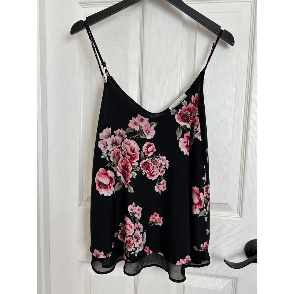 Vintage Y2K Style Coquette Grunge Fairy Floral Sheer Hem Camisole Top Size M